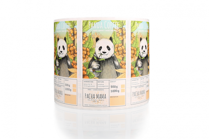 Nachhaltige Etiketten Panda Coffee